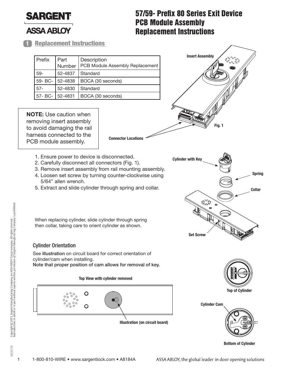 SARGENT 59 - Electroguard Delayed Egress User Manual | 3 pages