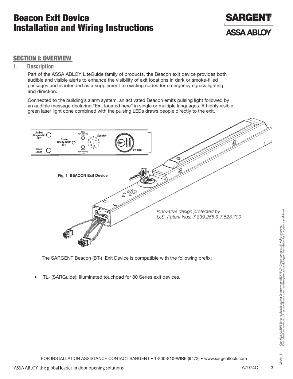 Description | SARGENT BT- Beacon User Manual | Page 3 / 18