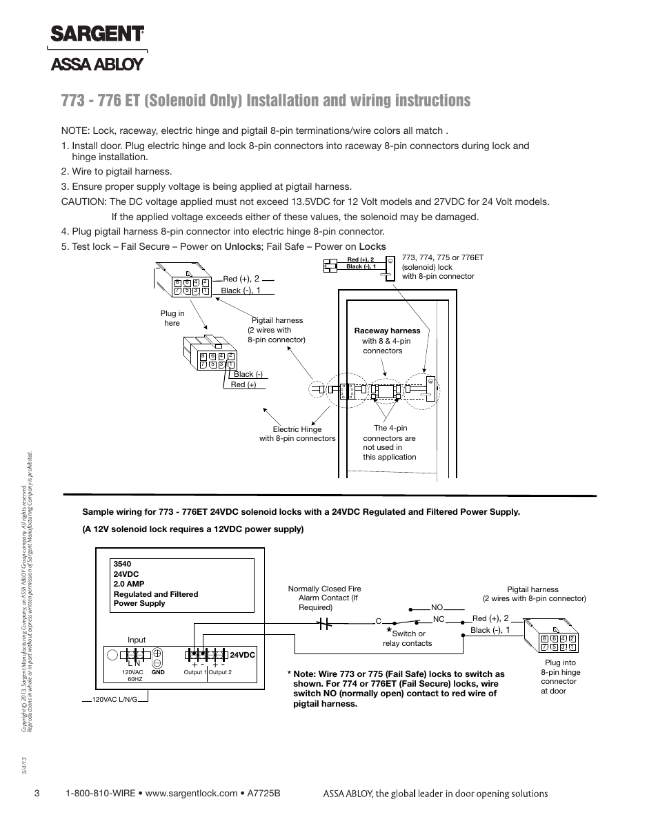 SARGENT 776 Controls User Manual | Page 3 / 4