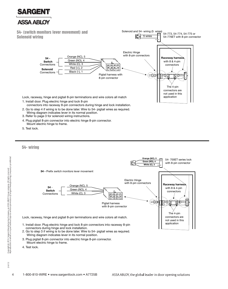 Wiring | SARGENT 776 Controls User Manual | Page 4 / 4