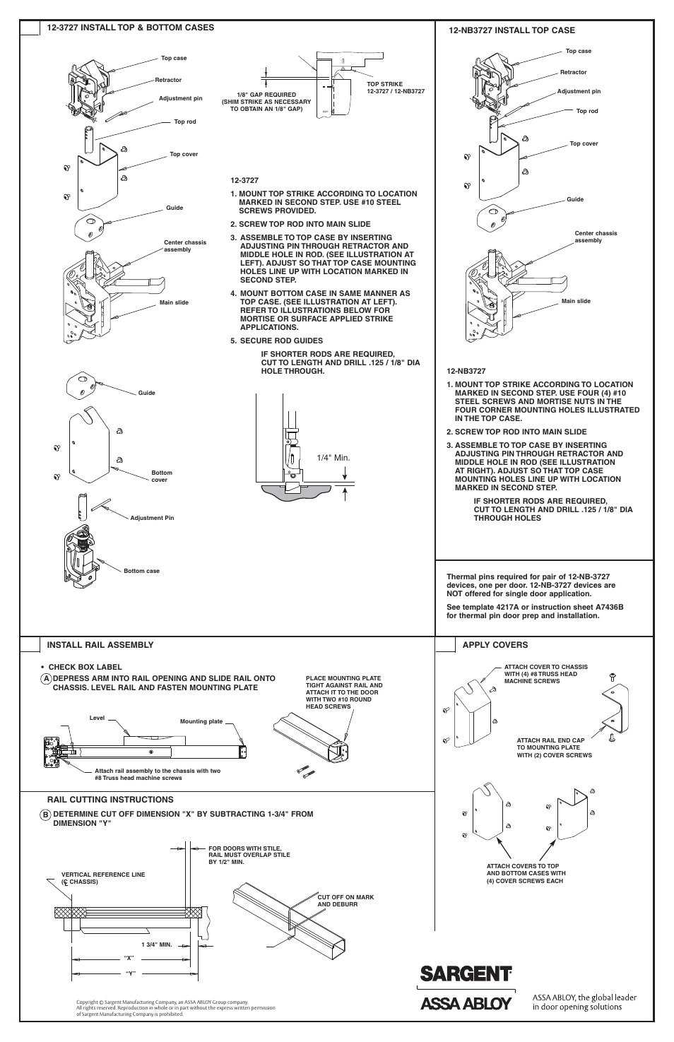 A7426e | SARGENT 988 Surface Bolt Kit User Manual | Page 2 / 2