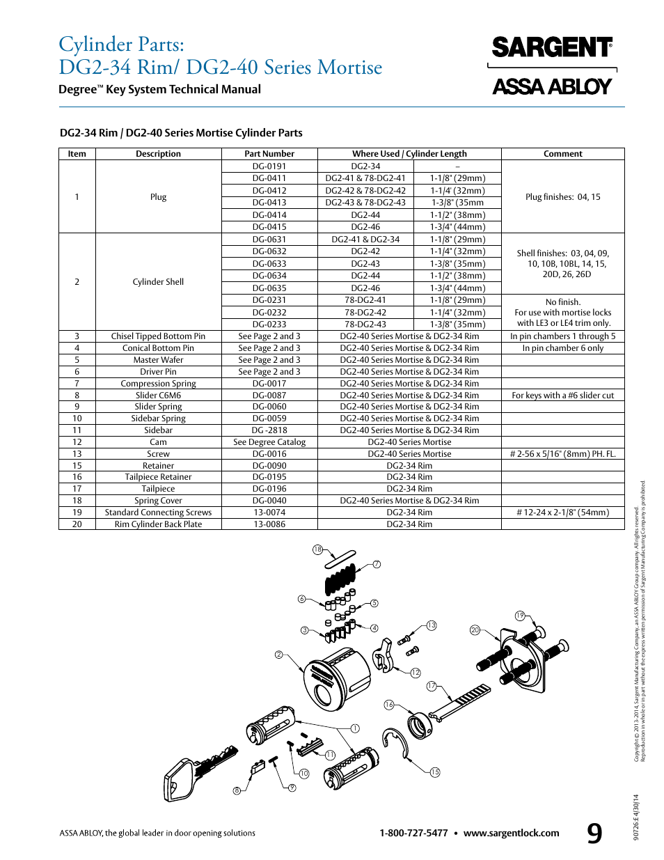 Degree, Key system technical manual | SARGENT Degree Key System User Manual | Page 11 / 20