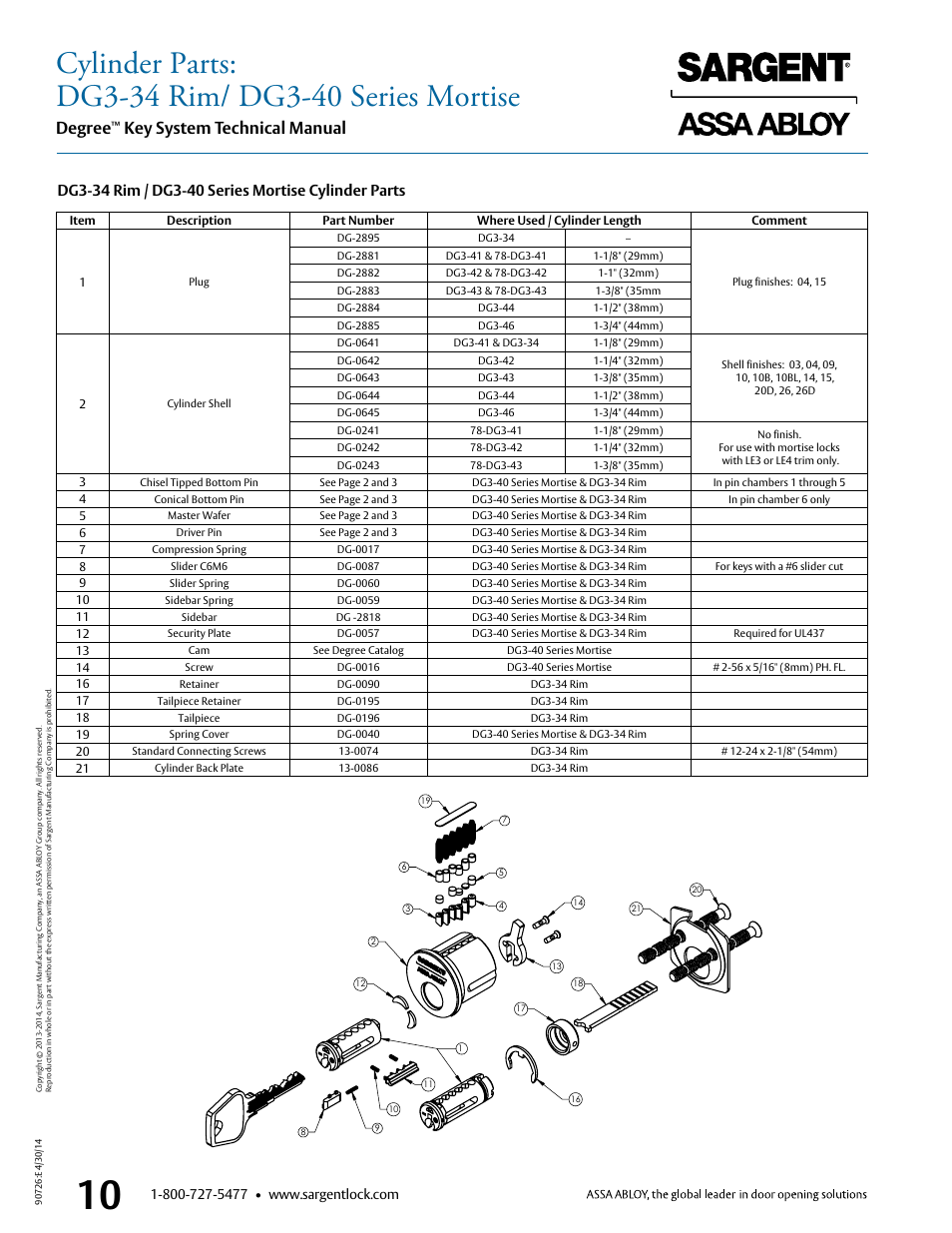 Degree, Key system technical manual | SARGENT Degree Key System User Manual | Page 12 / 20