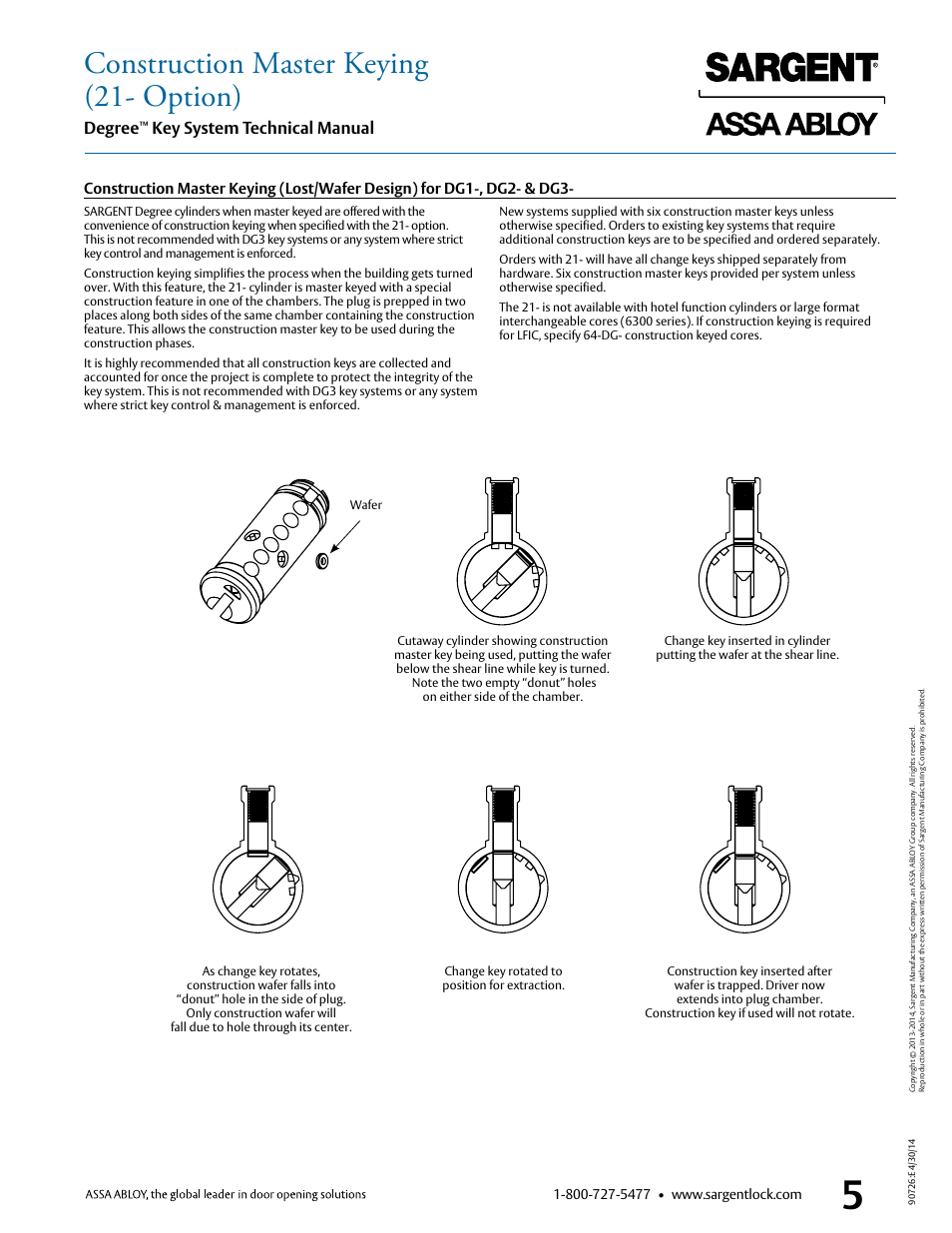 Construction master keying (21- option), Degree, Key system technical manual | SARGENT Degree Key System User Manual | Page 7 / 20