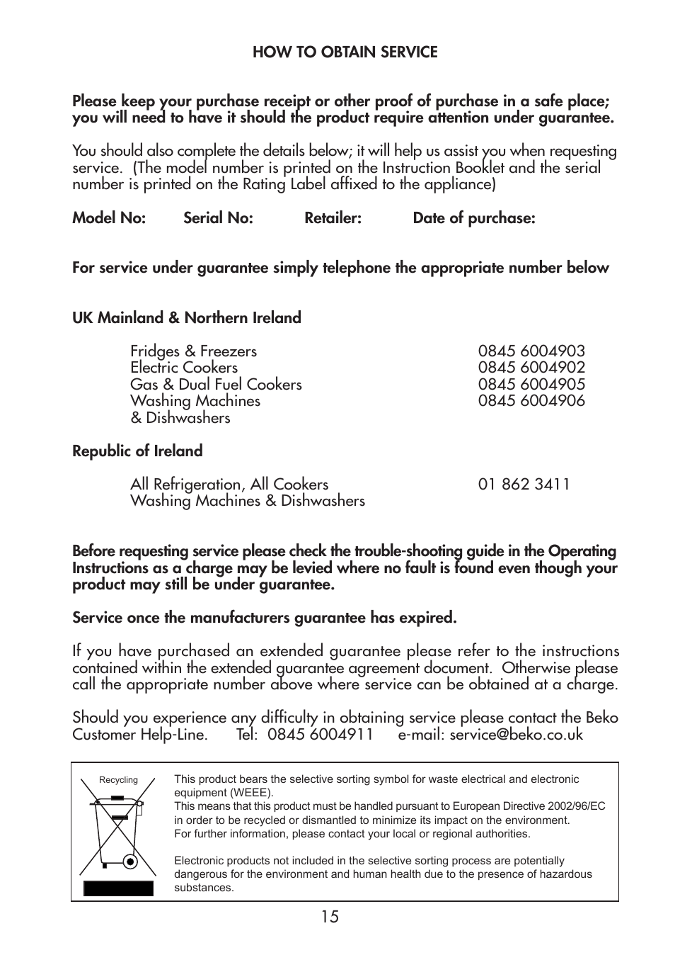 Beko TZDA 504 F User Manual | Page 16 / 16