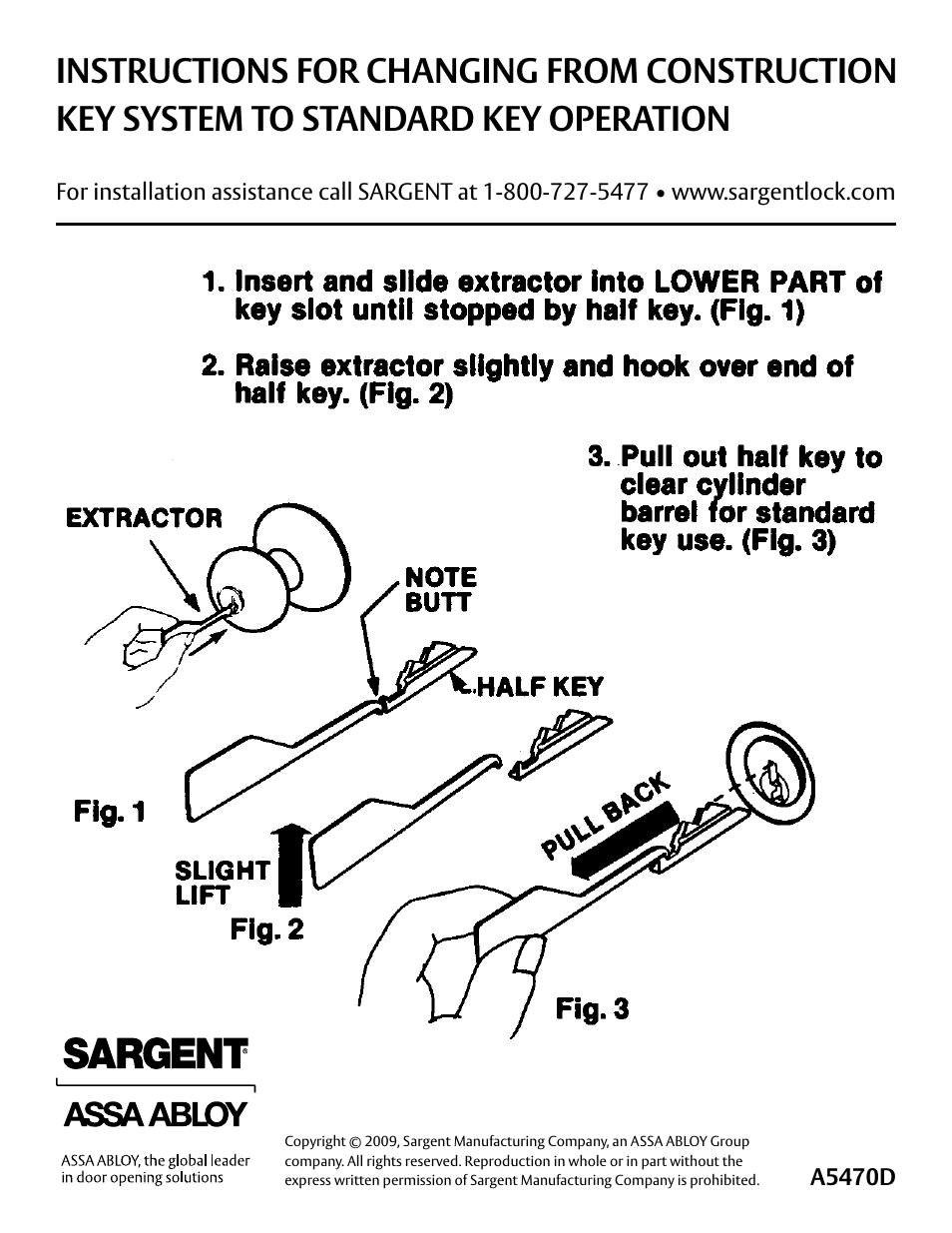 SARGENT Conventional Cylinders User Manual | 1 page
