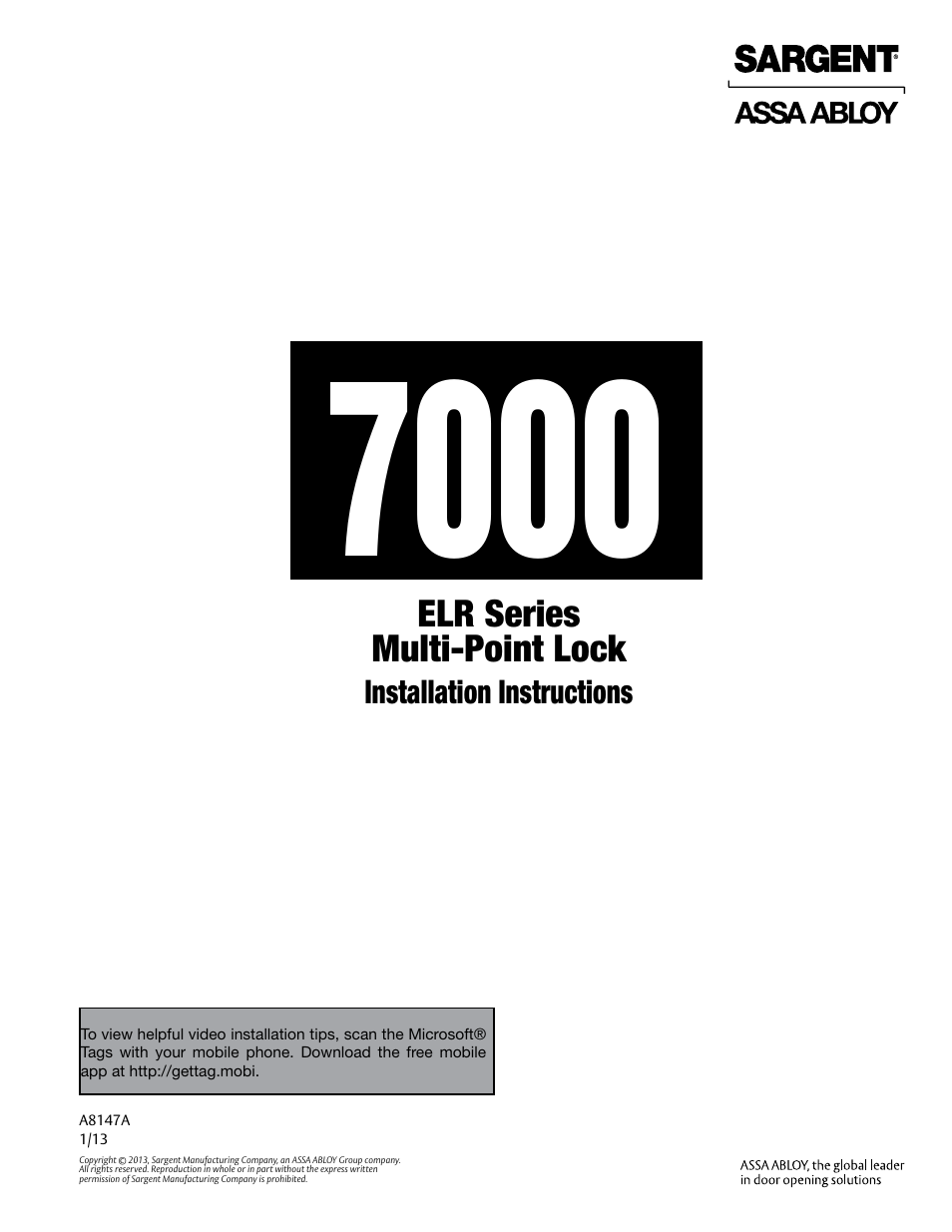 SARGENT 7000 Series Vertical Rod Lock User Manual | 18 pages