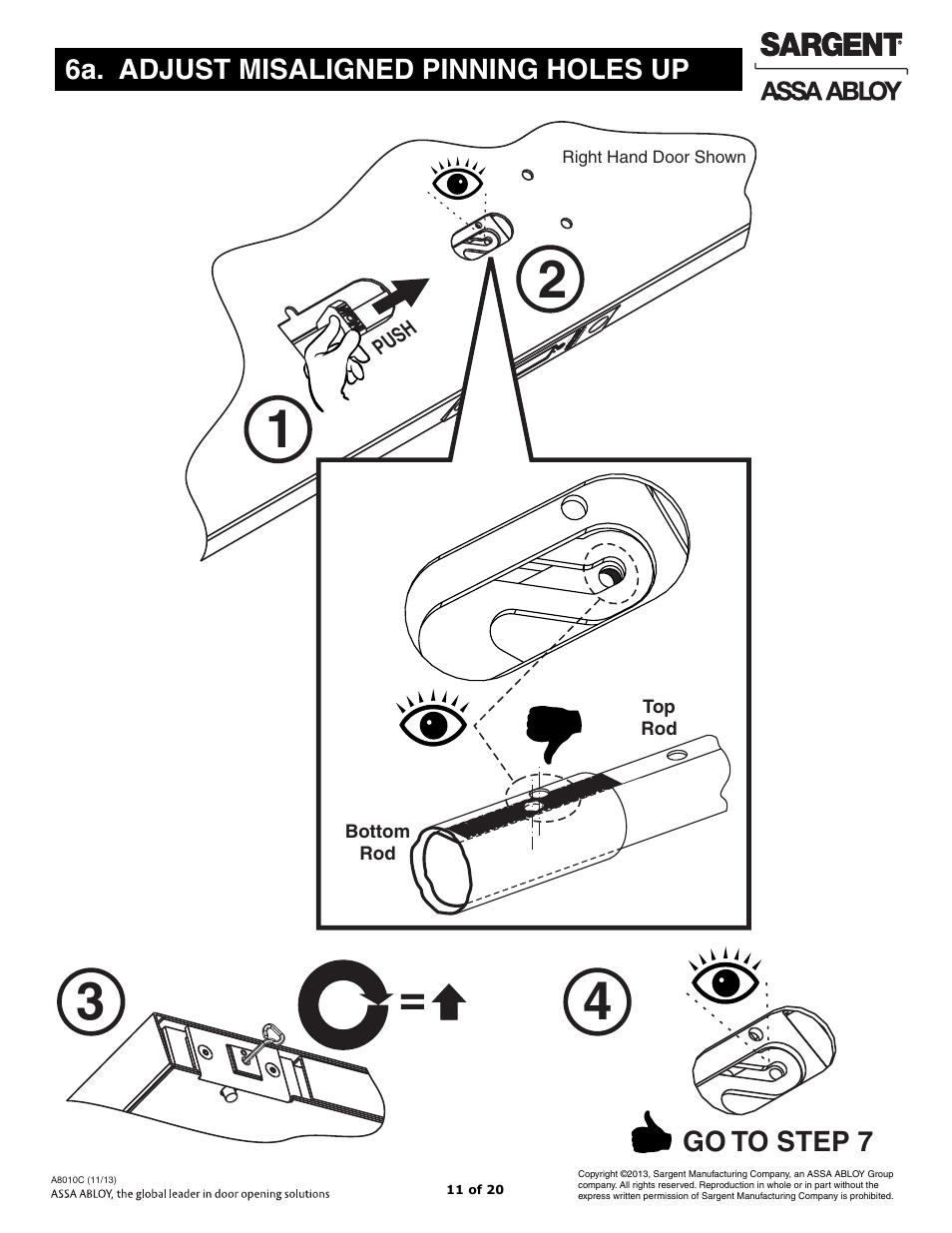 SARGENT FM7100 Multi-Point Auto Deadlocking System User Manual | Page 11 / 20