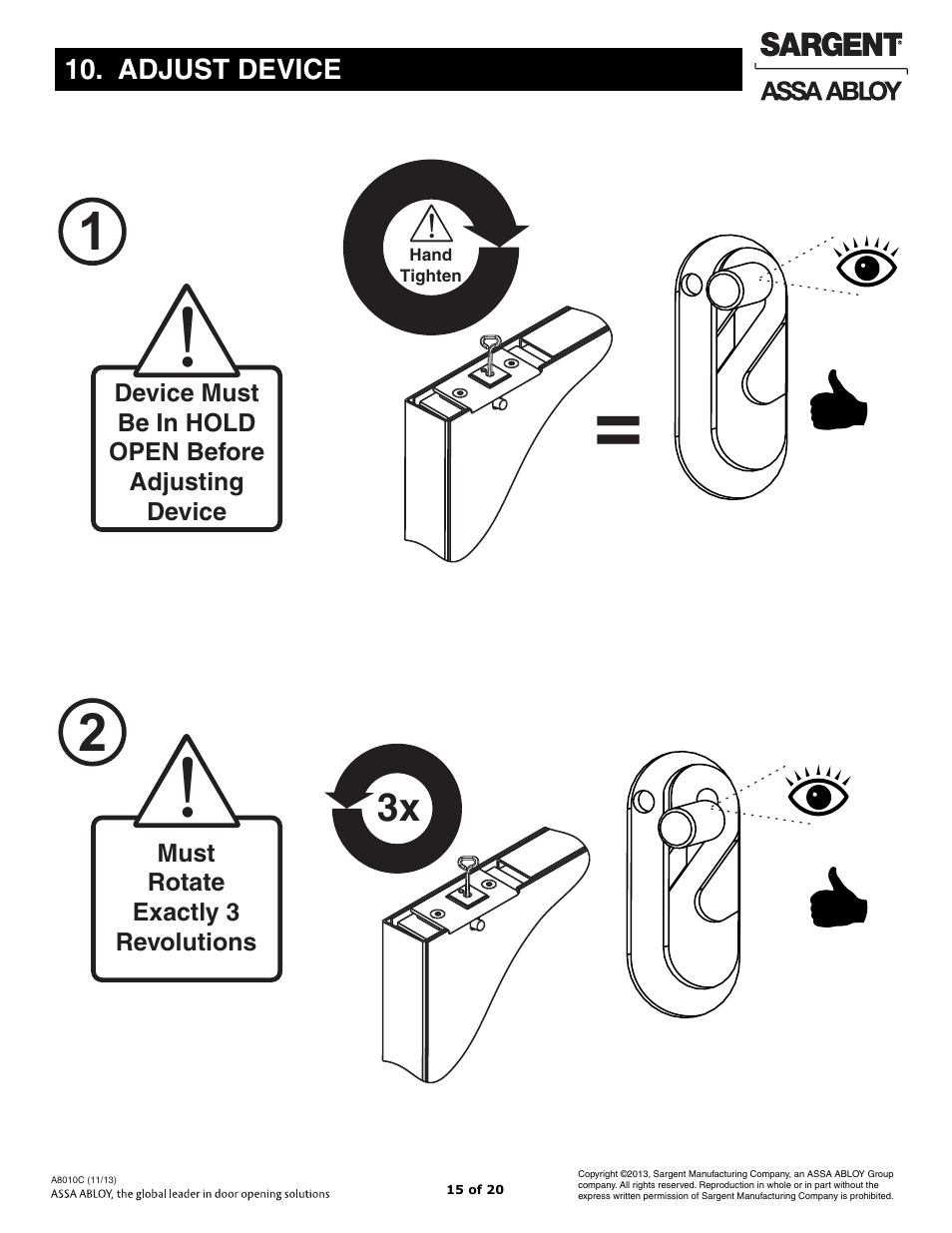 SARGENT FM7100 Multi-Point Auto Deadlocking System User Manual | Page 15 / 20