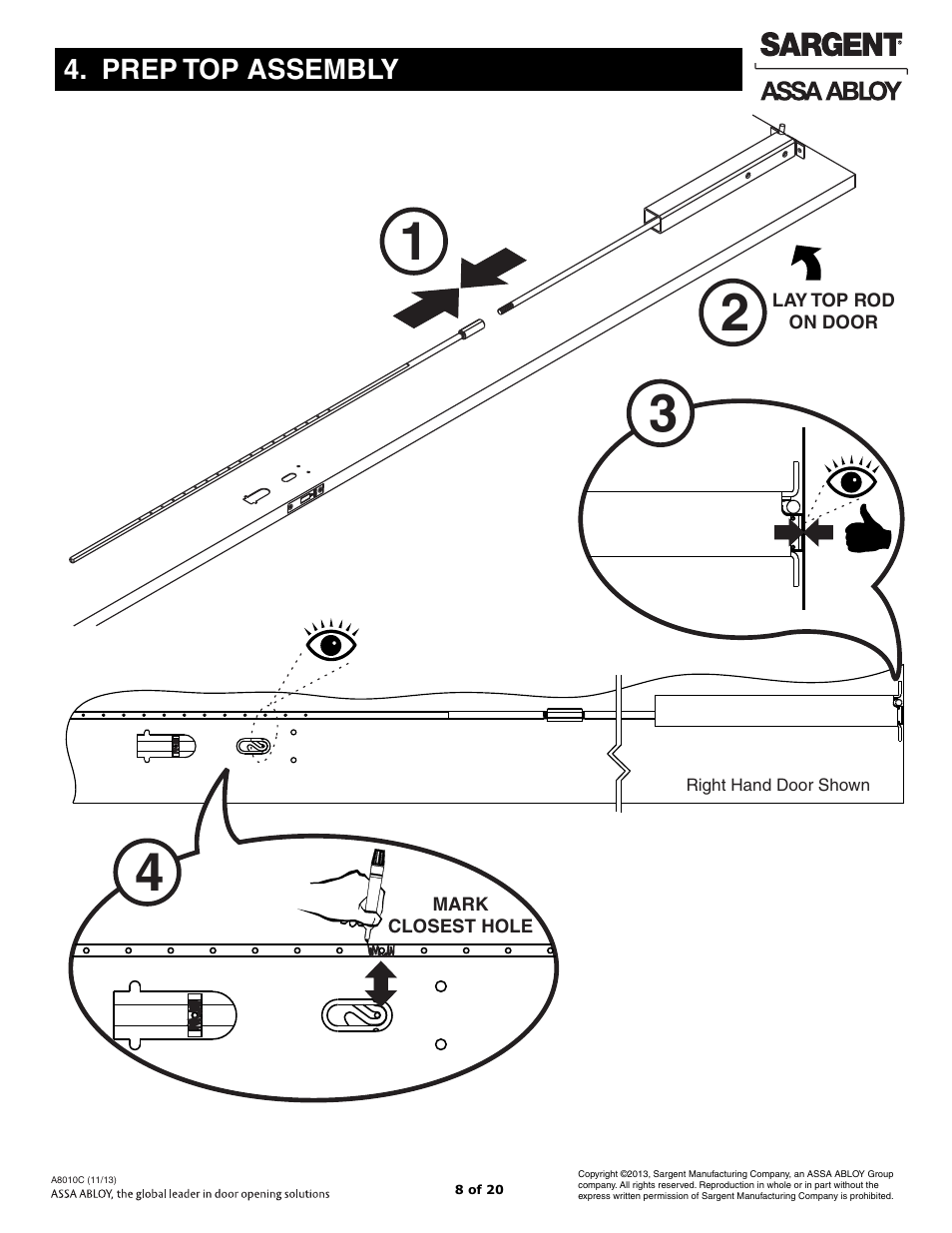 Prep top assembly | SARGENT FM7100 Multi-Point Auto Deadlocking System User Manual | Page 8 / 20