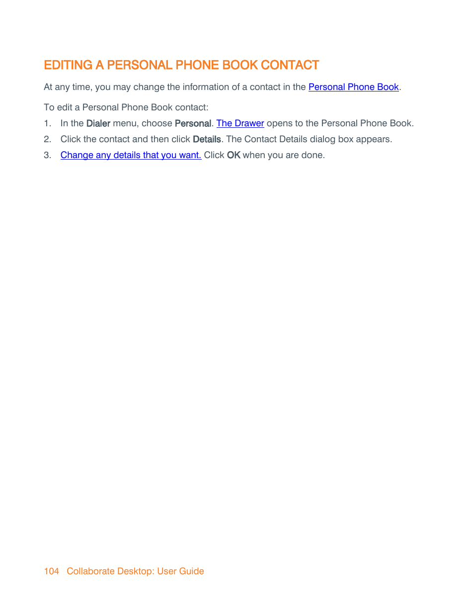 Editing a personal phone book contact, Edit | ClearOne Collaborate Desktop User Guide User Manual | Page 104 / 153