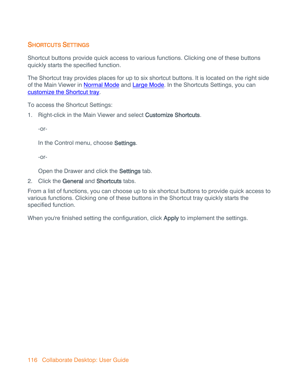 Shortcuts settings | ClearOne Collaborate Desktop User Guide User Manual | Page 116 / 153