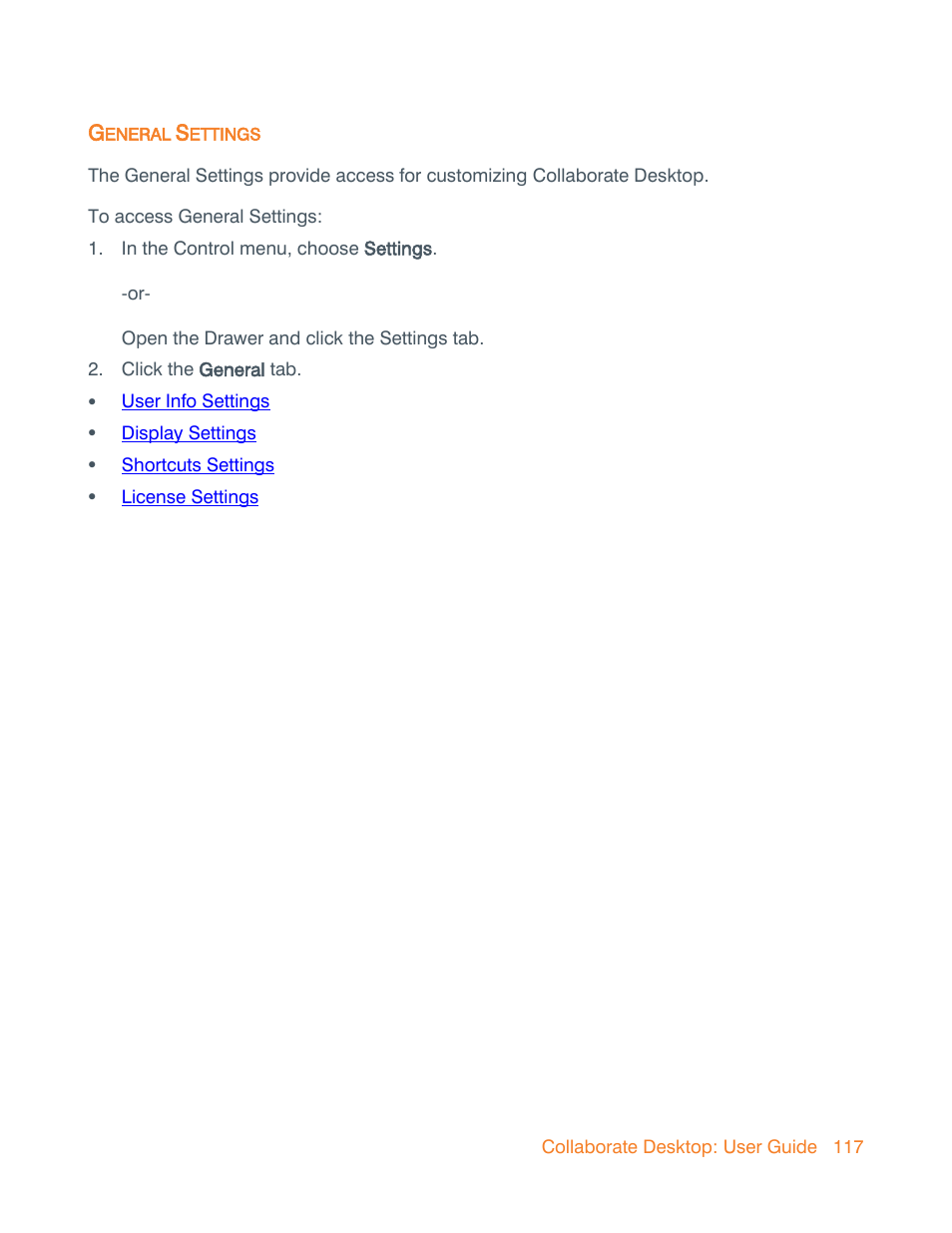 General settings | ClearOne Collaborate Desktop User Guide User Manual | Page 117 / 153