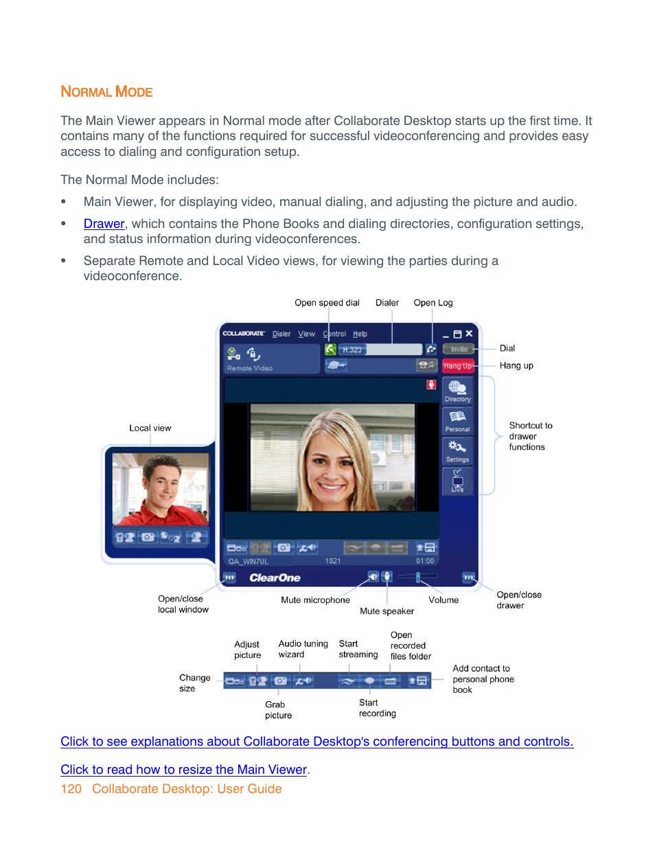 Normal mode | ClearOne Collaborate Desktop User Guide User Manual | Page 120 / 153