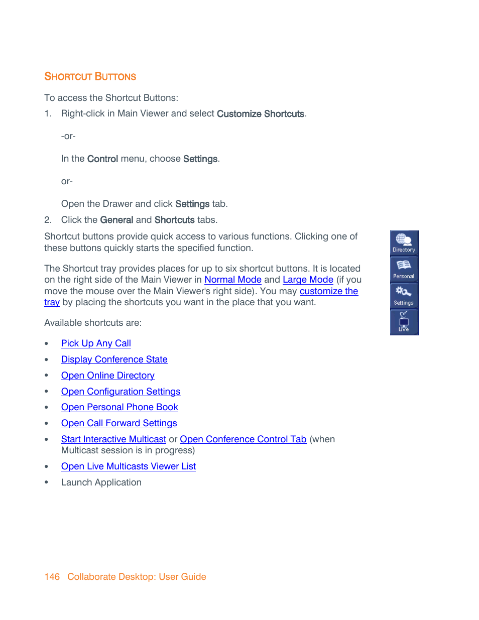 Shortcut buttons | ClearOne Collaborate Desktop User Guide User Manual | Page 146 / 153