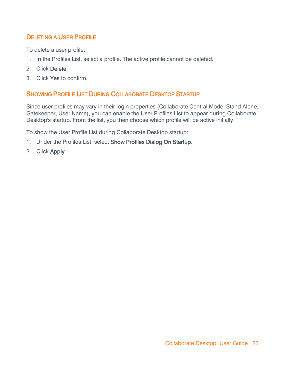 Deleting a user profile | ClearOne Collaborate Desktop User Guide User Manual | Page 23 / 153