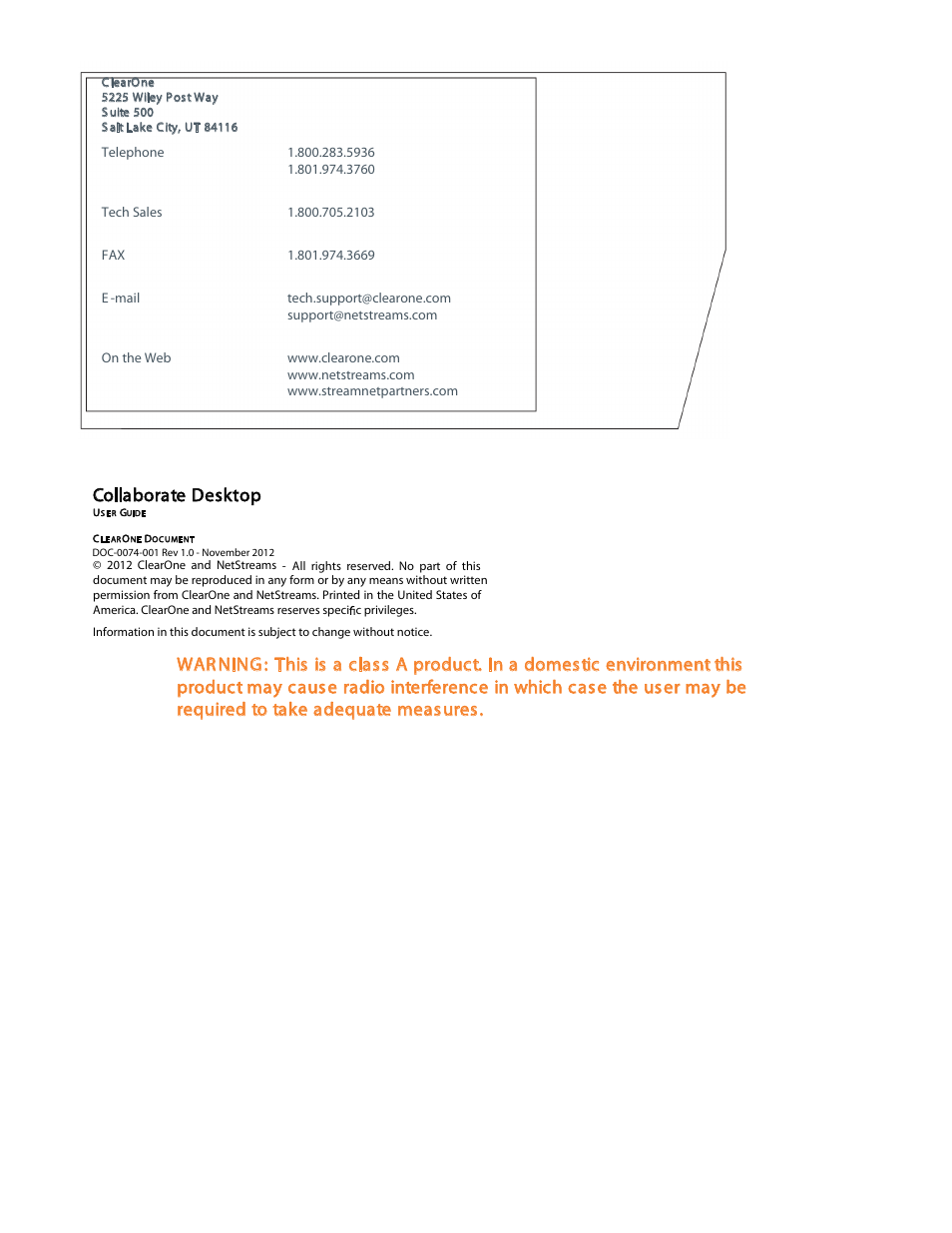 Collaborate desktop | ClearOne Collaborate Desktop User Guide User Manual | Page 3 / 153