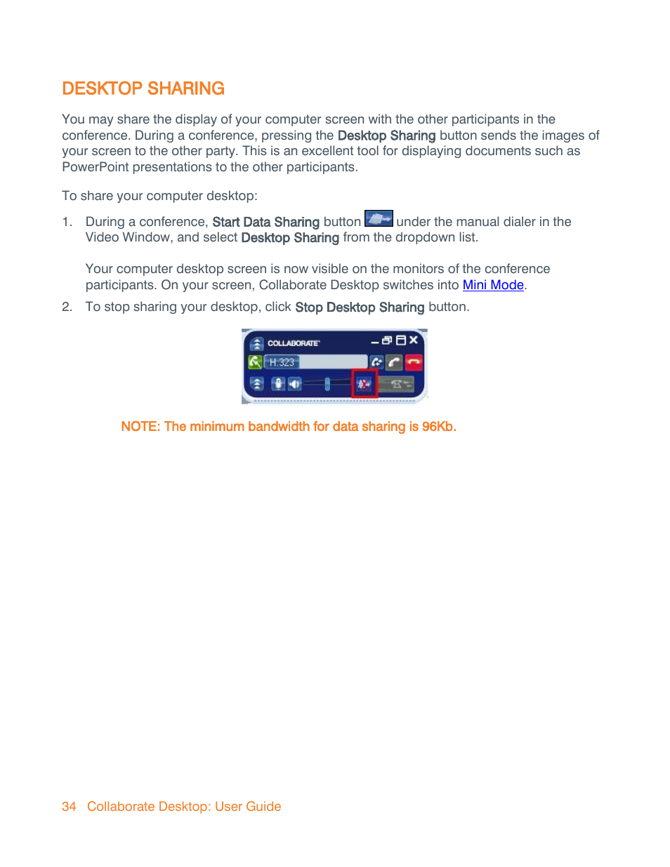 Desktop sharing | ClearOne Collaborate Desktop User Guide User Manual | Page 34 / 153