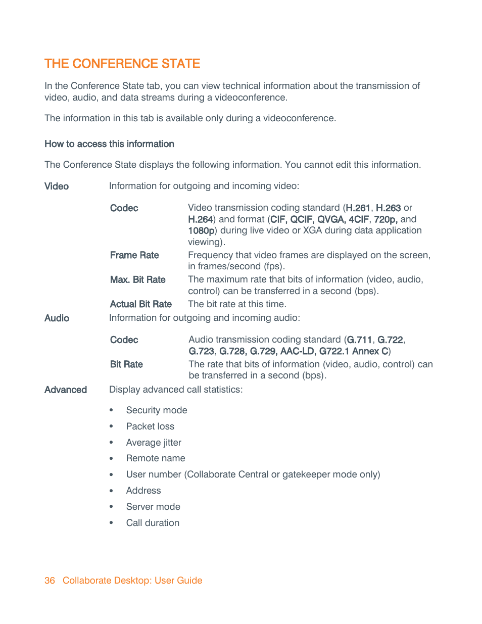 The conference state | ClearOne Collaborate Desktop User Guide User Manual | Page 36 / 153