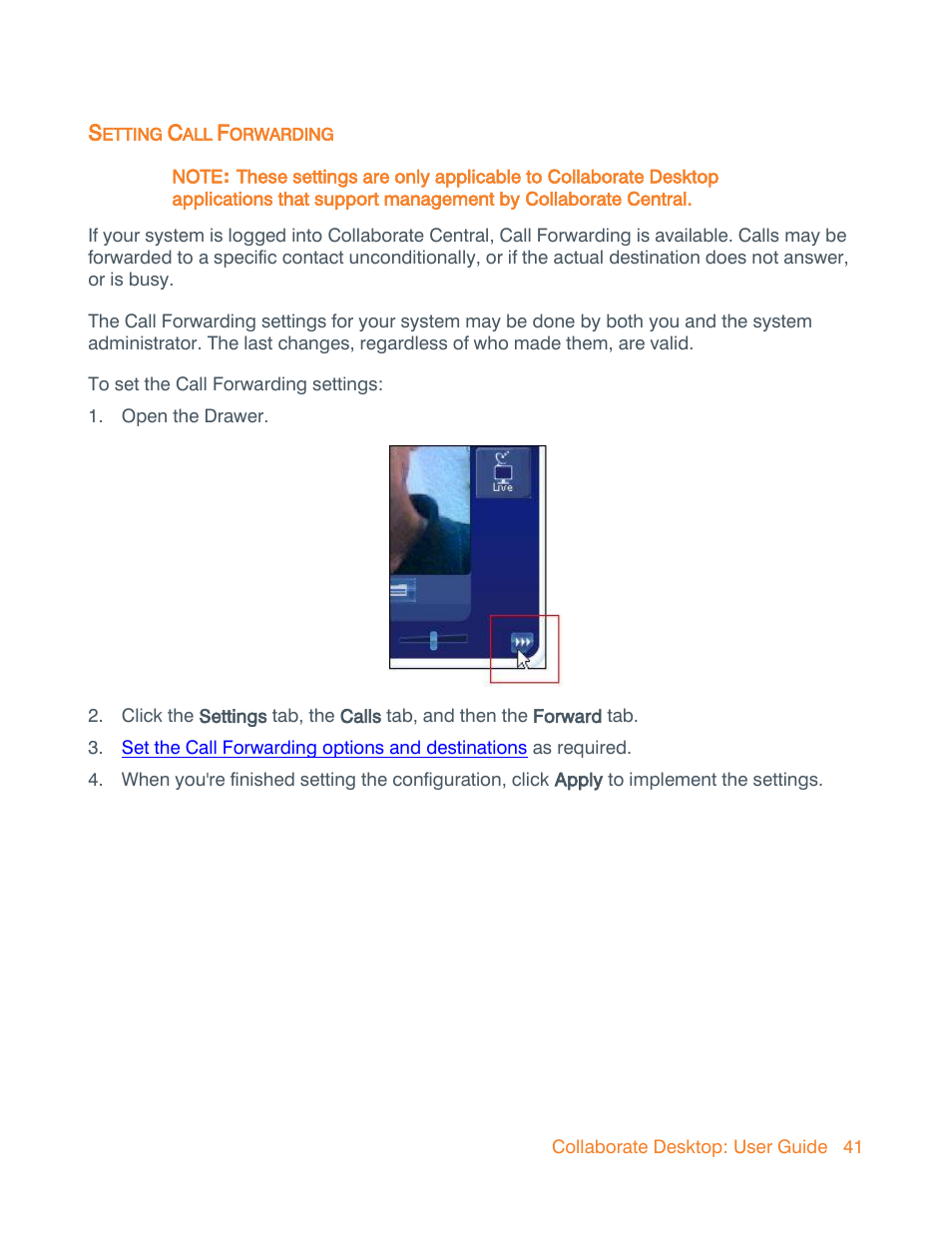 Setting call forwarding, Call forwarding | ClearOne Collaborate Desktop User Guide User Manual | Page 41 / 153