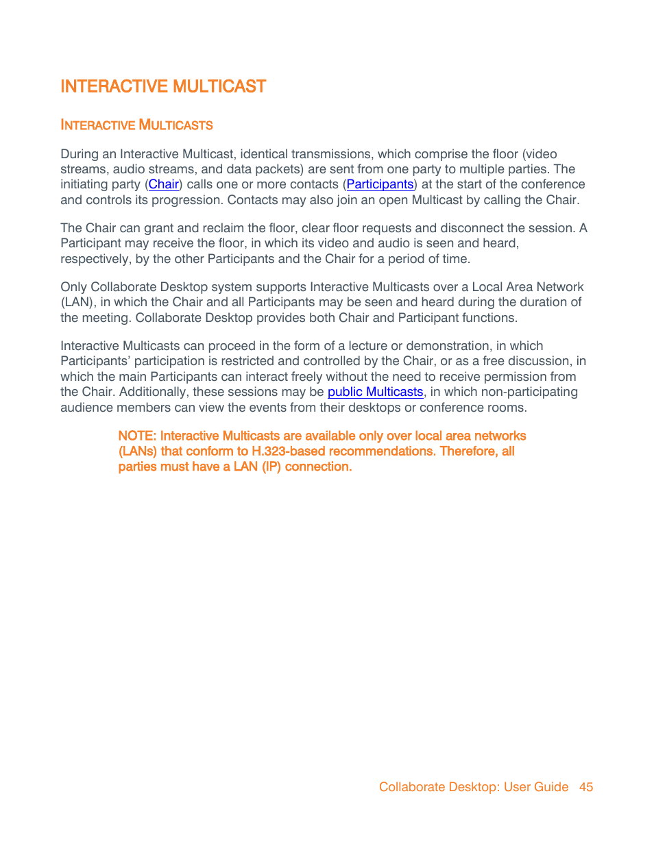 Interactive multicast, Interactive multicasts | ClearOne Collaborate Desktop User Guide User Manual | Page 45 / 153