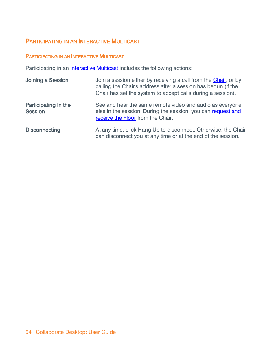 Participating in an interactive multicast, Participants | ClearOne Collaborate Desktop User Guide User Manual | Page 54 / 153