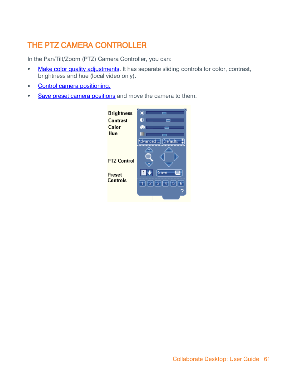 The ptz camera controller | ClearOne Collaborate Desktop User Guide User Manual | Page 61 / 153