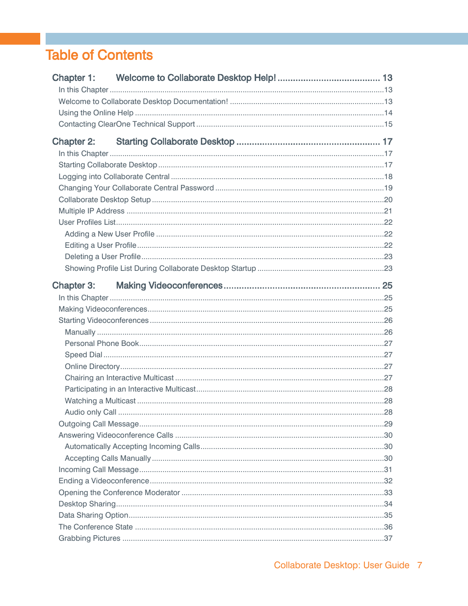 ClearOne Collaborate Desktop User Guide User Manual | Page 7 / 153