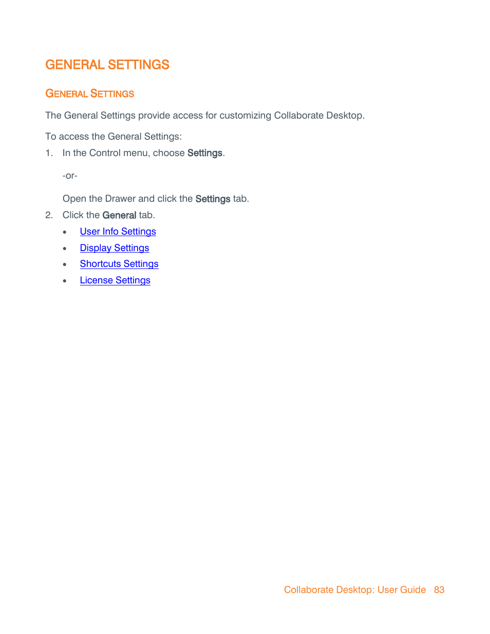 General settings | ClearOne Collaborate Desktop User Guide User Manual | Page 83 / 153