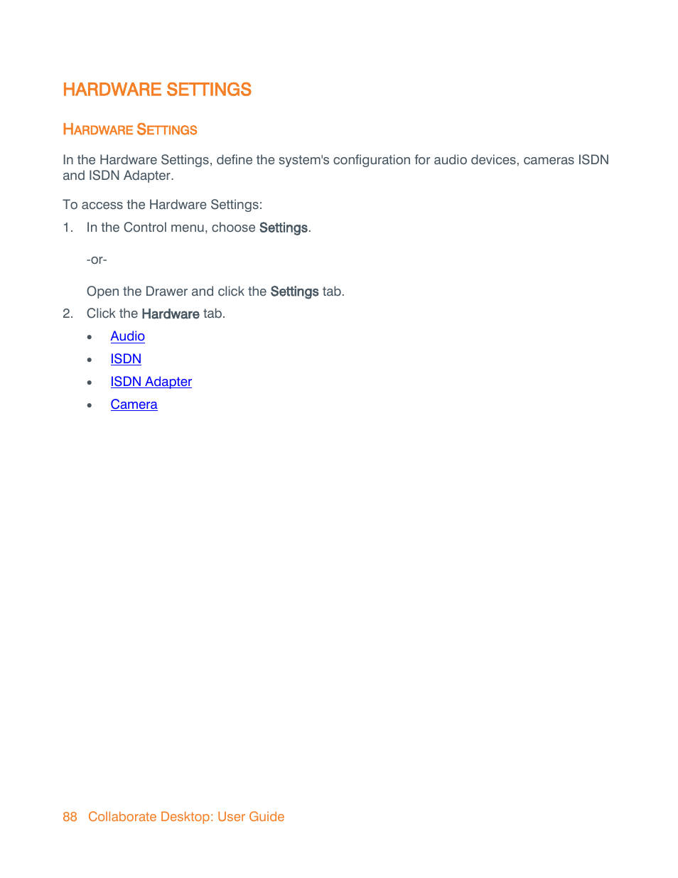 Hardware settings | ClearOne Collaborate Desktop User Guide User Manual | Page 88 / 153