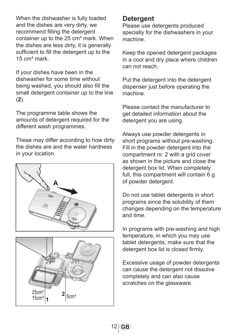 Detergent | Beko 3905 MI User Manual | Page 13 / 38