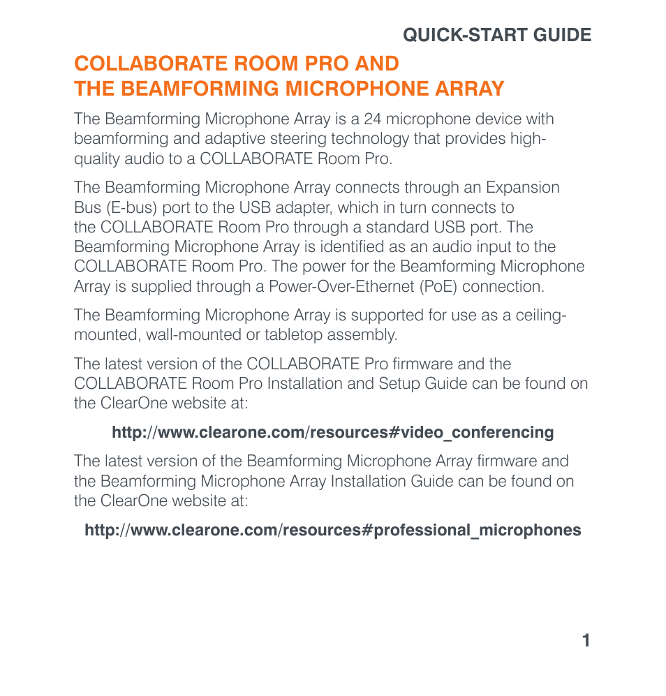 ClearOne Collaborate Room Pro with Beamforming Microphone Array User Manual | Page 3 / 16