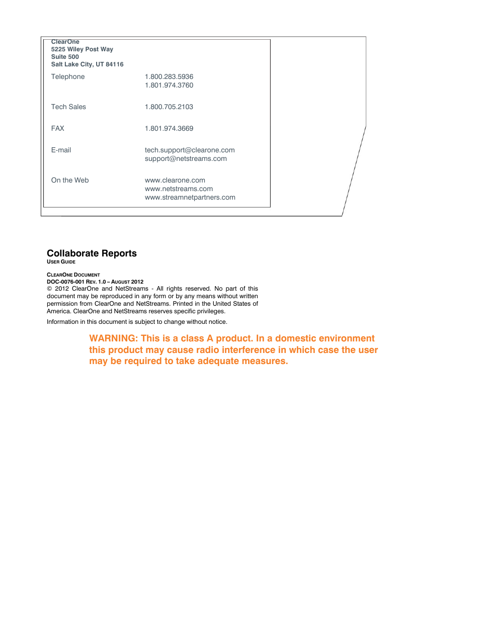 Collaborate reports | ClearOne Collaborate Central Reports User Manual | Page 3 / 29