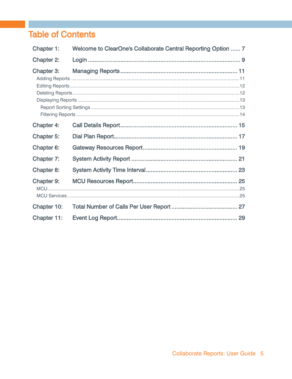 ClearOne Collaborate Central Reports User Manual | Page 5 / 29