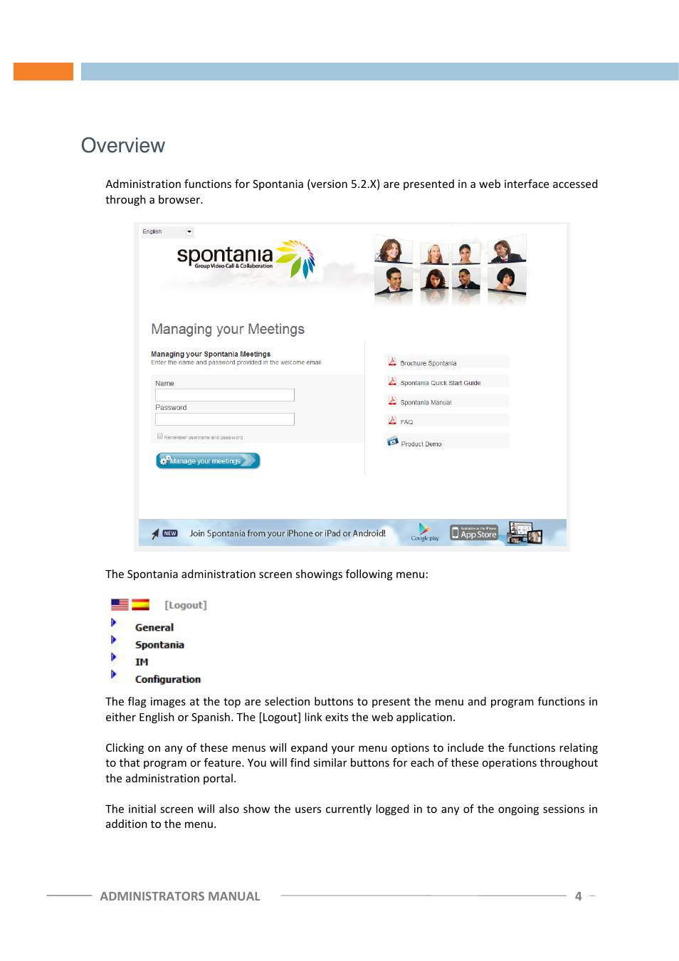 Overview | ClearOne Spontania Admin Manual User Manual | Page 4 / 38