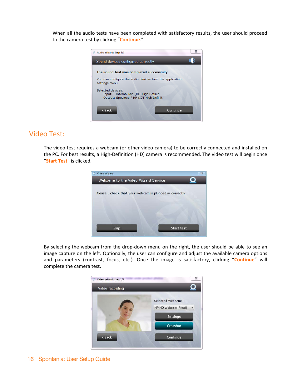 Video test | ClearOne Spontania User Setup Guide User Manual | Page 16 / 24