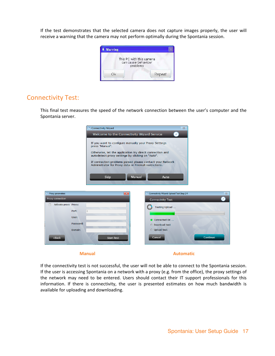 Connectivity test | ClearOne Spontania User Setup Guide User Manual | Page 17 / 24