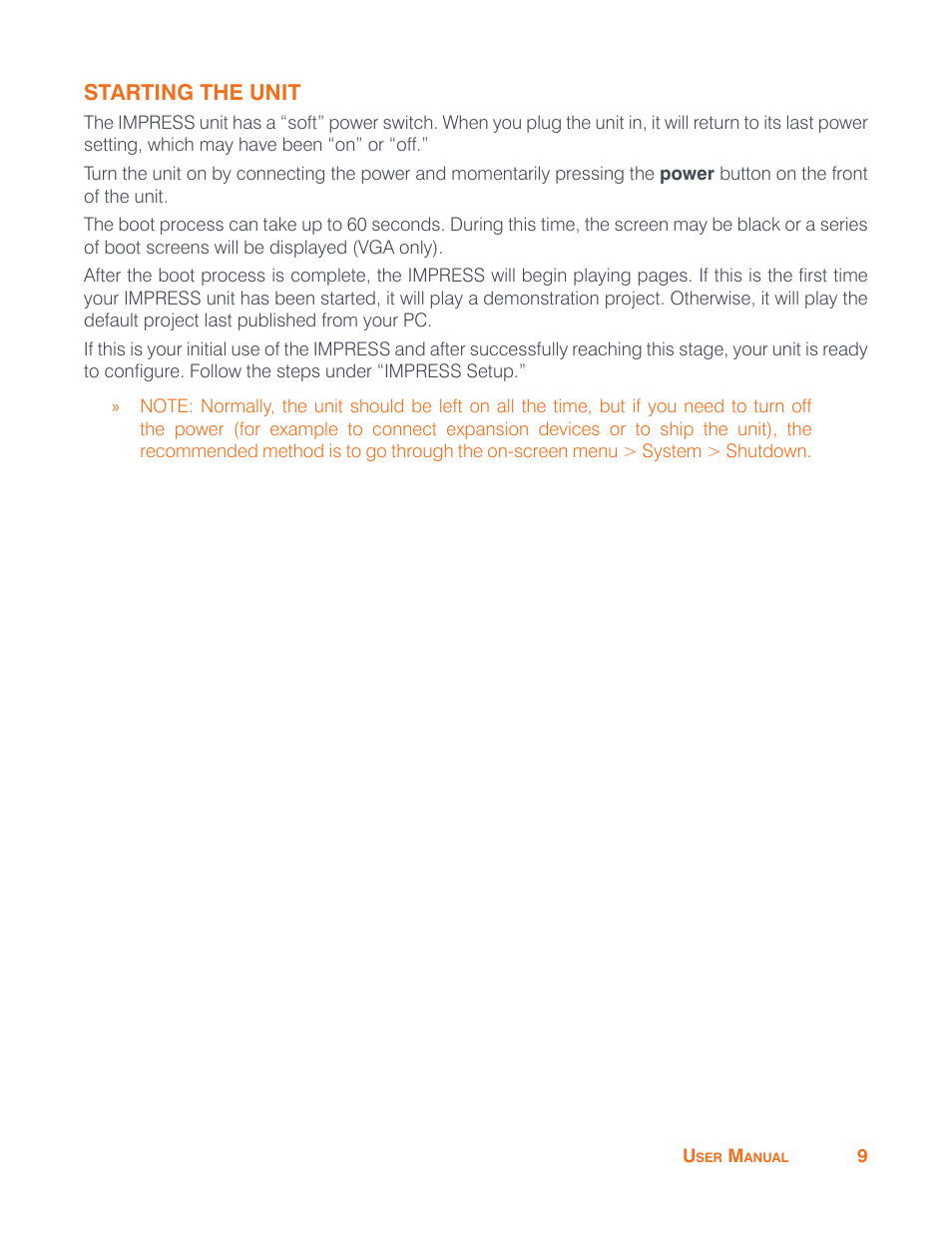 Starting the unit | ClearOne Impress IM100 User Manual User Manual | Page 11 / 83