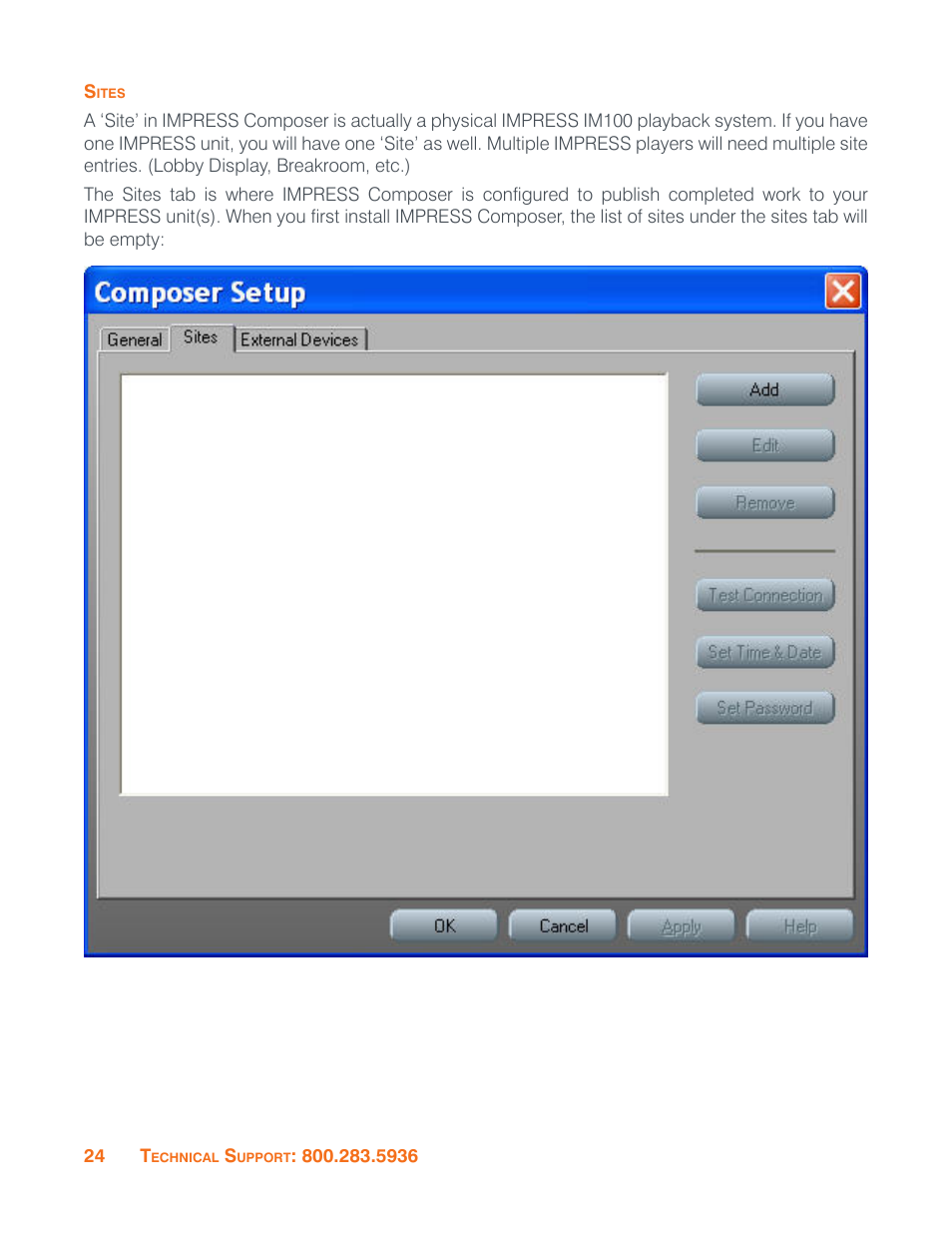 Sites | ClearOne Impress IM100 User Manual User Manual | Page 26 / 83