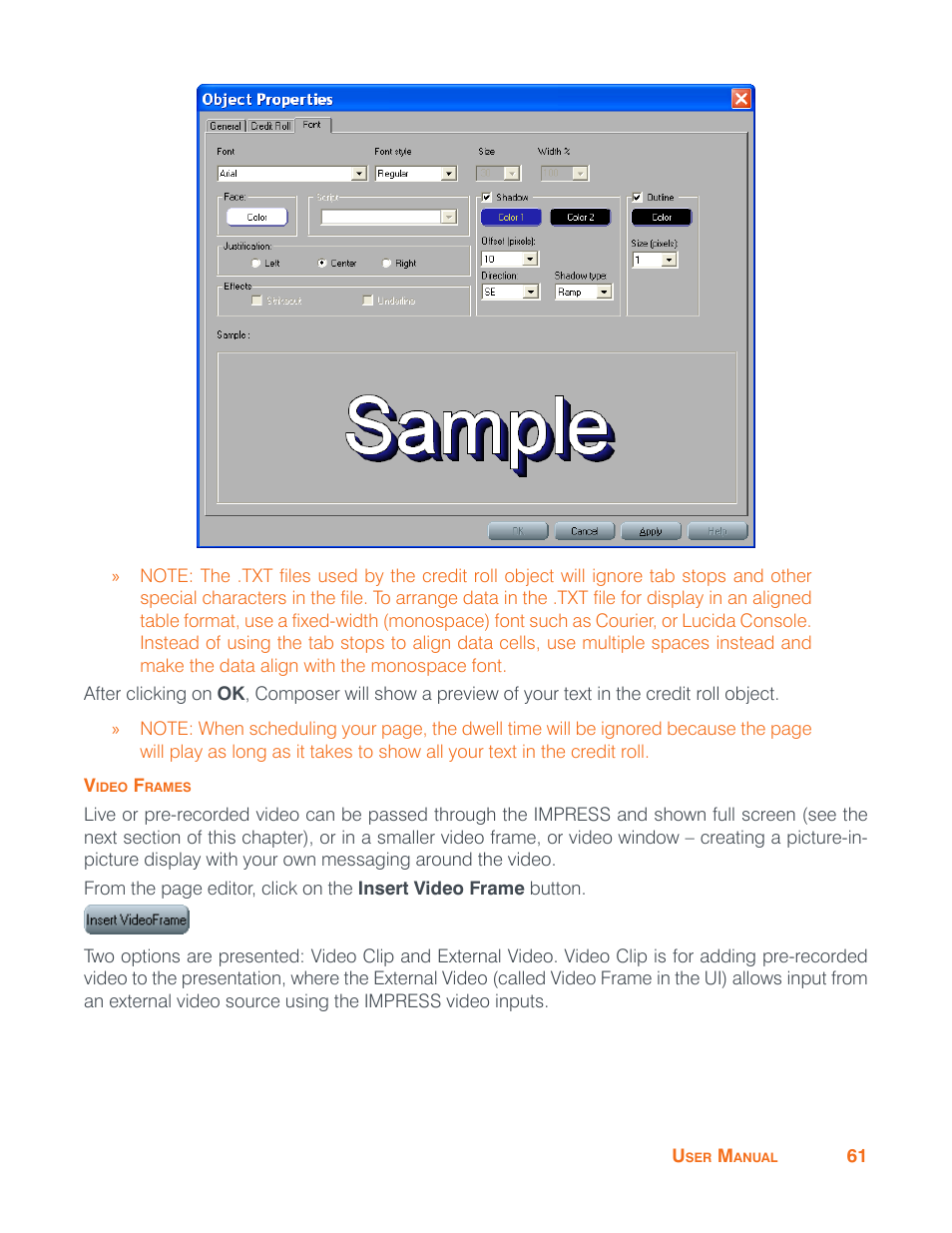 Video frames | ClearOne Impress IM100 User Manual User Manual | Page 63 / 83