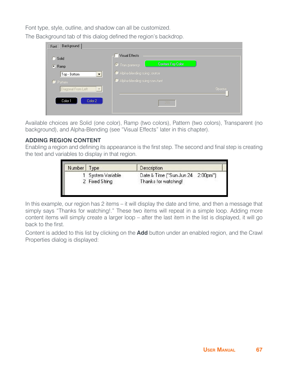 Adding region content | ClearOne Impress IM100 User Manual User Manual | Page 69 / 83