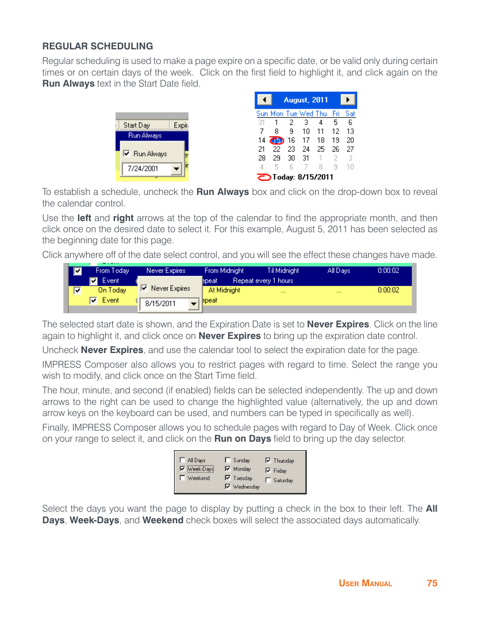 Regular scheduling | ClearOne Impress IM100 User Manual User Manual | Page 77 / 83