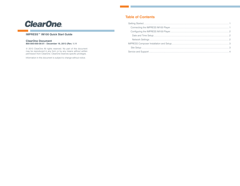 ClearOne Impress IM100 Quick Start User Manual | Page 2 / 5