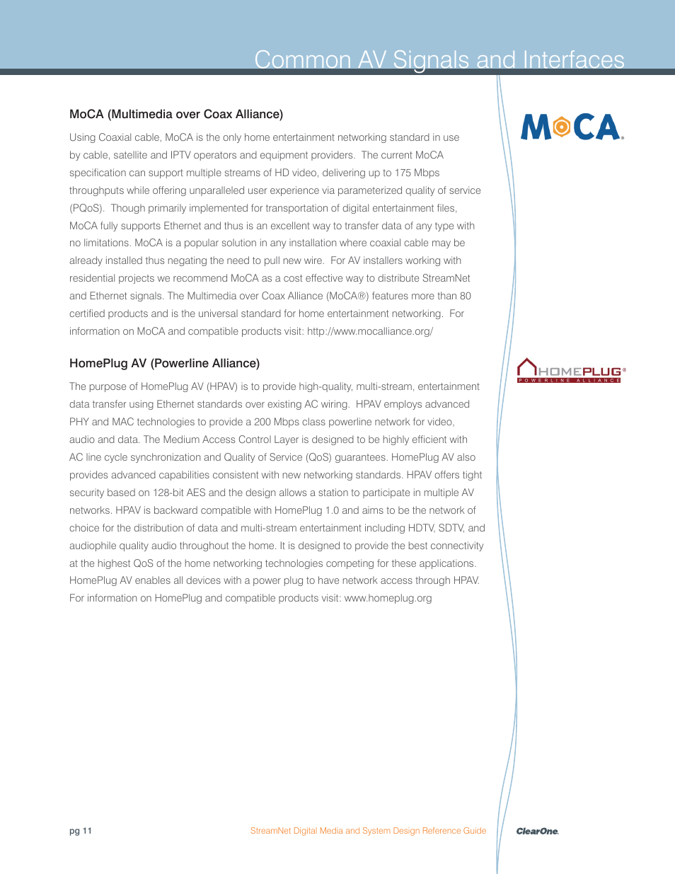 Common av signals and interfaces | ClearOne Digital Media User Manual | Page 11 / 84