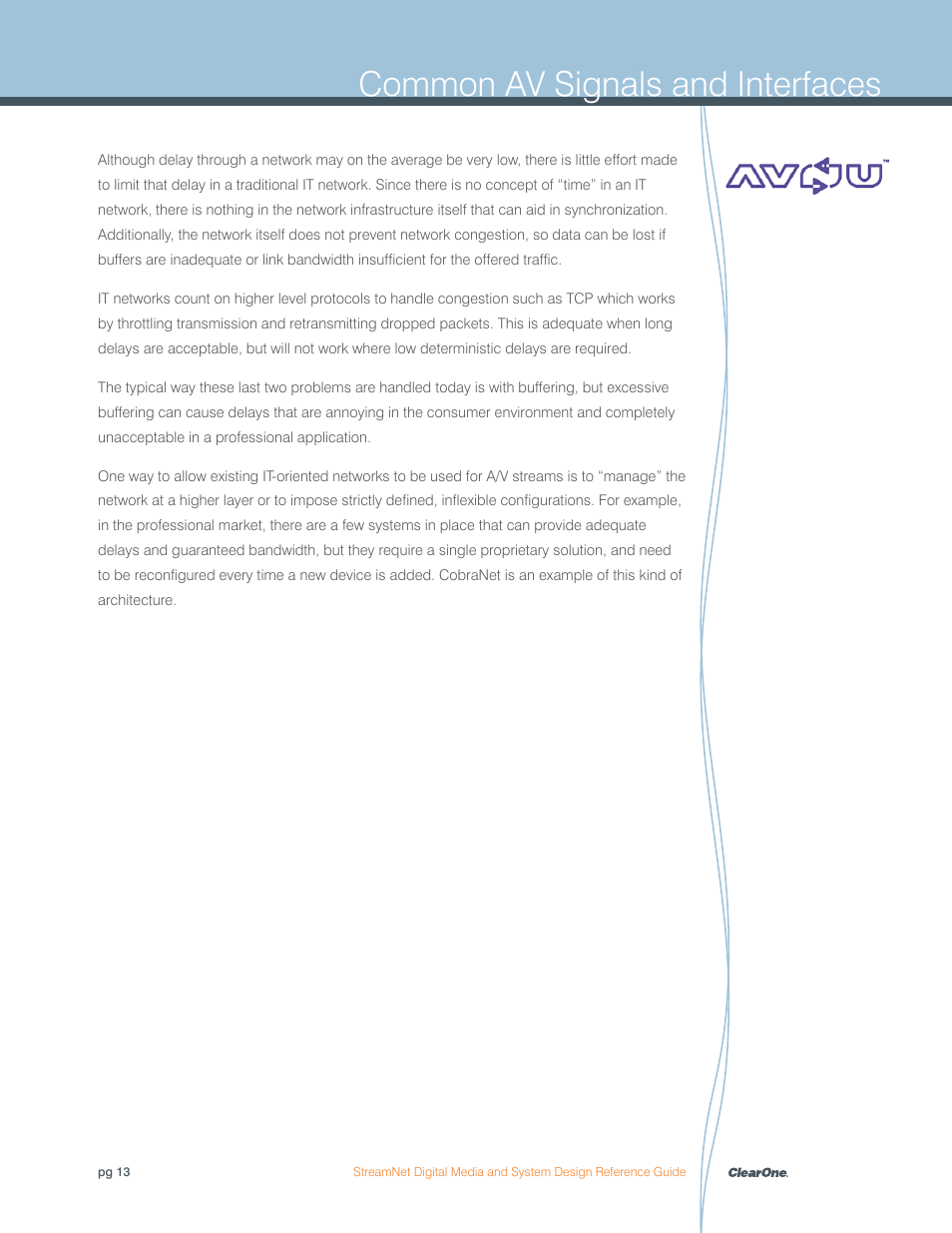 Common av signals and interfaces | ClearOne Digital Media User Manual | Page 13 / 84