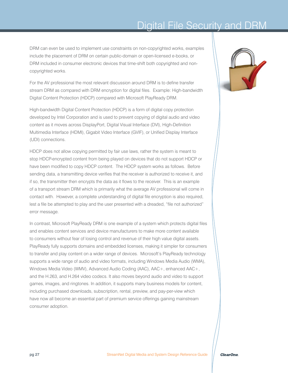 Digital file security and drm | ClearOne Digital Media User Manual | Page 27 / 84