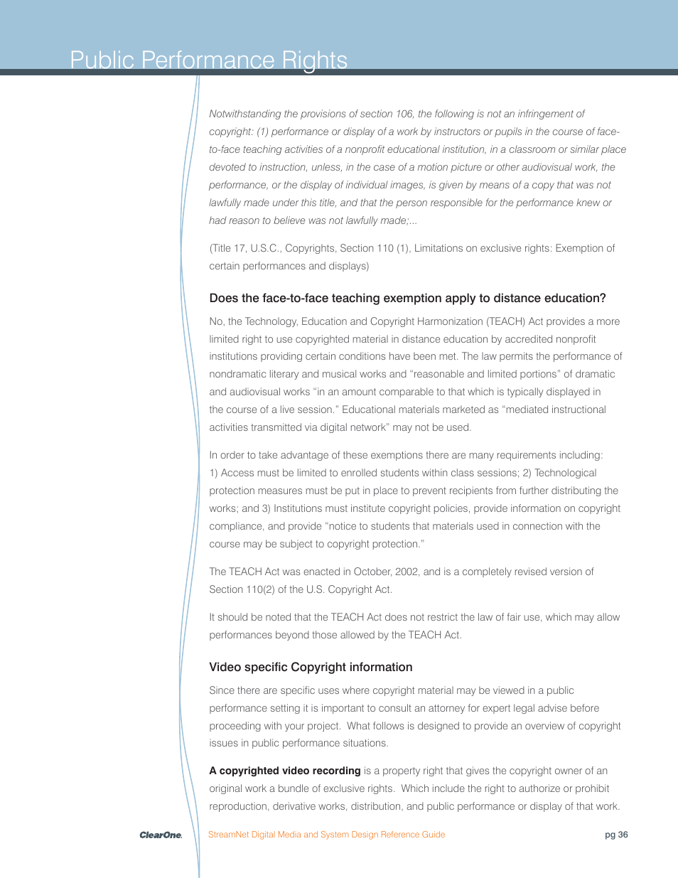 Public performance rights | ClearOne Digital Media User Manual | Page 36 / 84