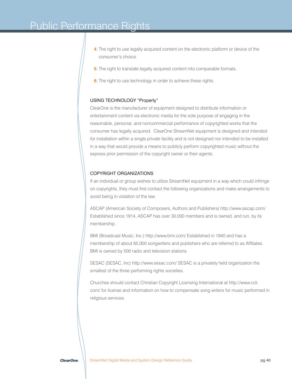 Public performance rights | ClearOne Digital Media User Manual | Page 40 / 84