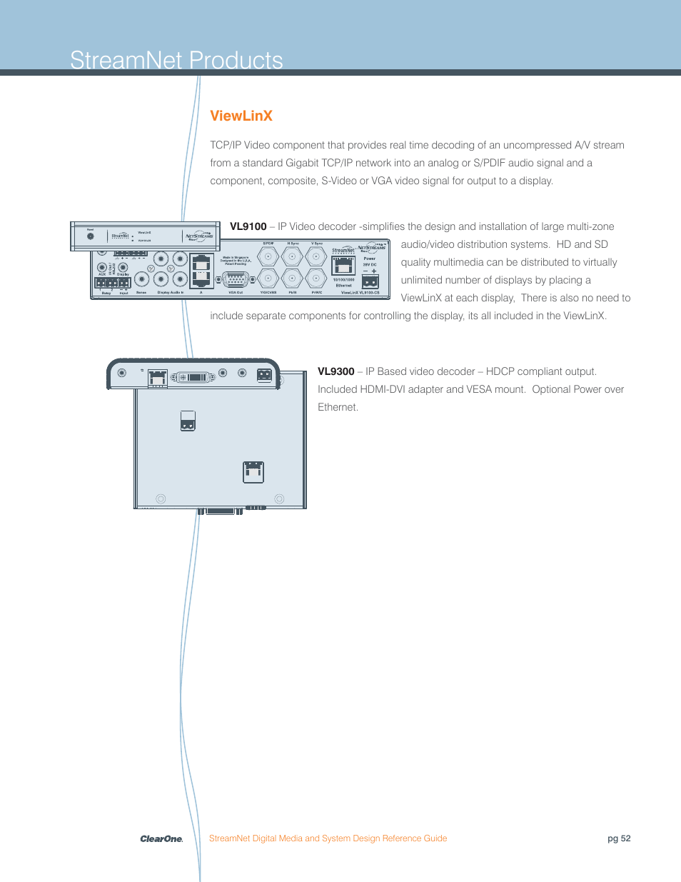 Streamnet products, Viewlinx | ClearOne Digital Media User Manual | Page 52 / 84