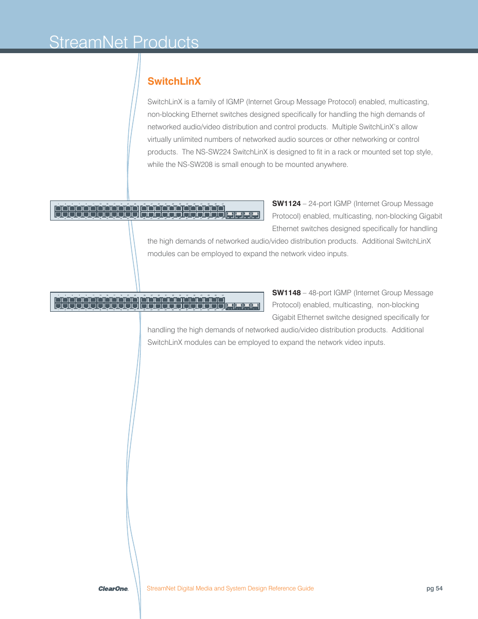 Streamnet products, Switchlinx | ClearOne Digital Media User Manual | Page 54 / 84